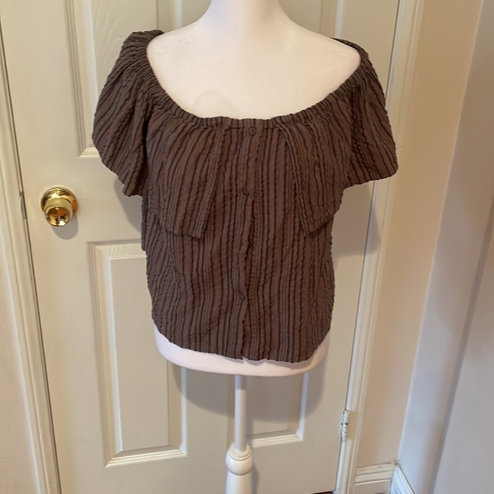 WOMENS O’Neill off the shoulder top BROWN SIZE L Large​​​​​​​​​ - Picture 2 of 11